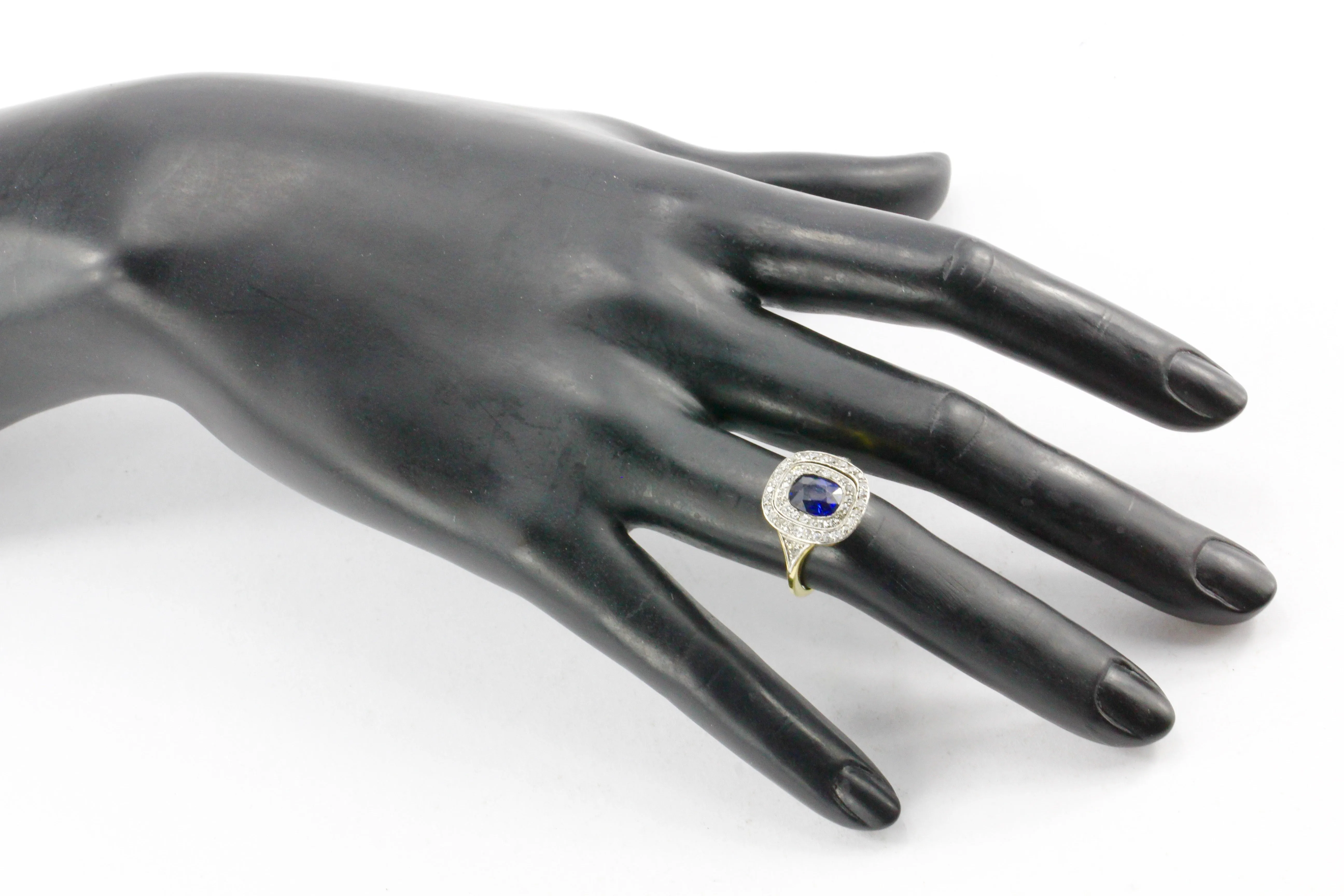 GIA Certified Edwardian 18k Natural No Treatment 1.75 Carat Australian Sapphire & Diamond Ring