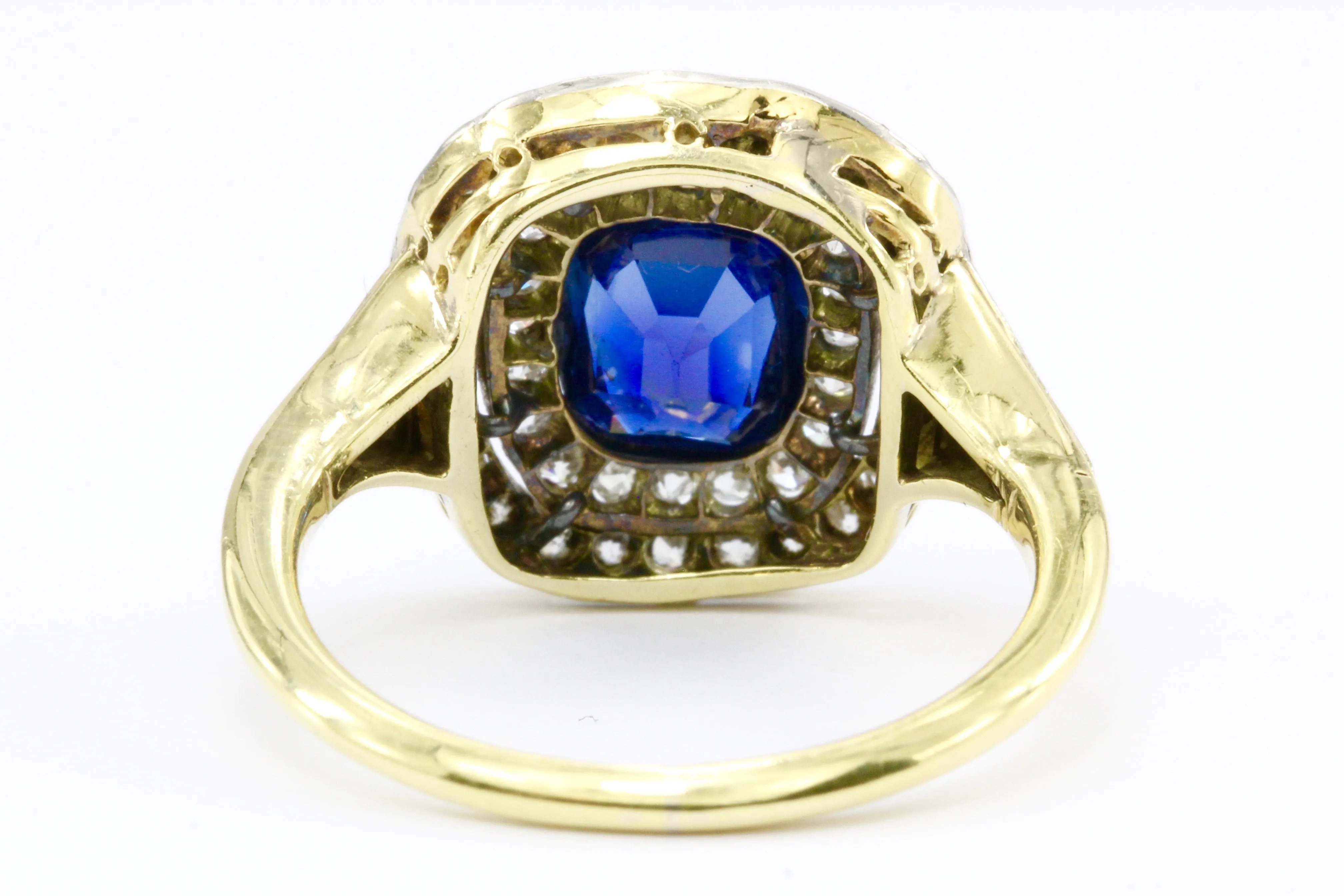 GIA Certified Edwardian 18k Natural No Treatment 1.75 Carat Australian Sapphire & Diamond Ring