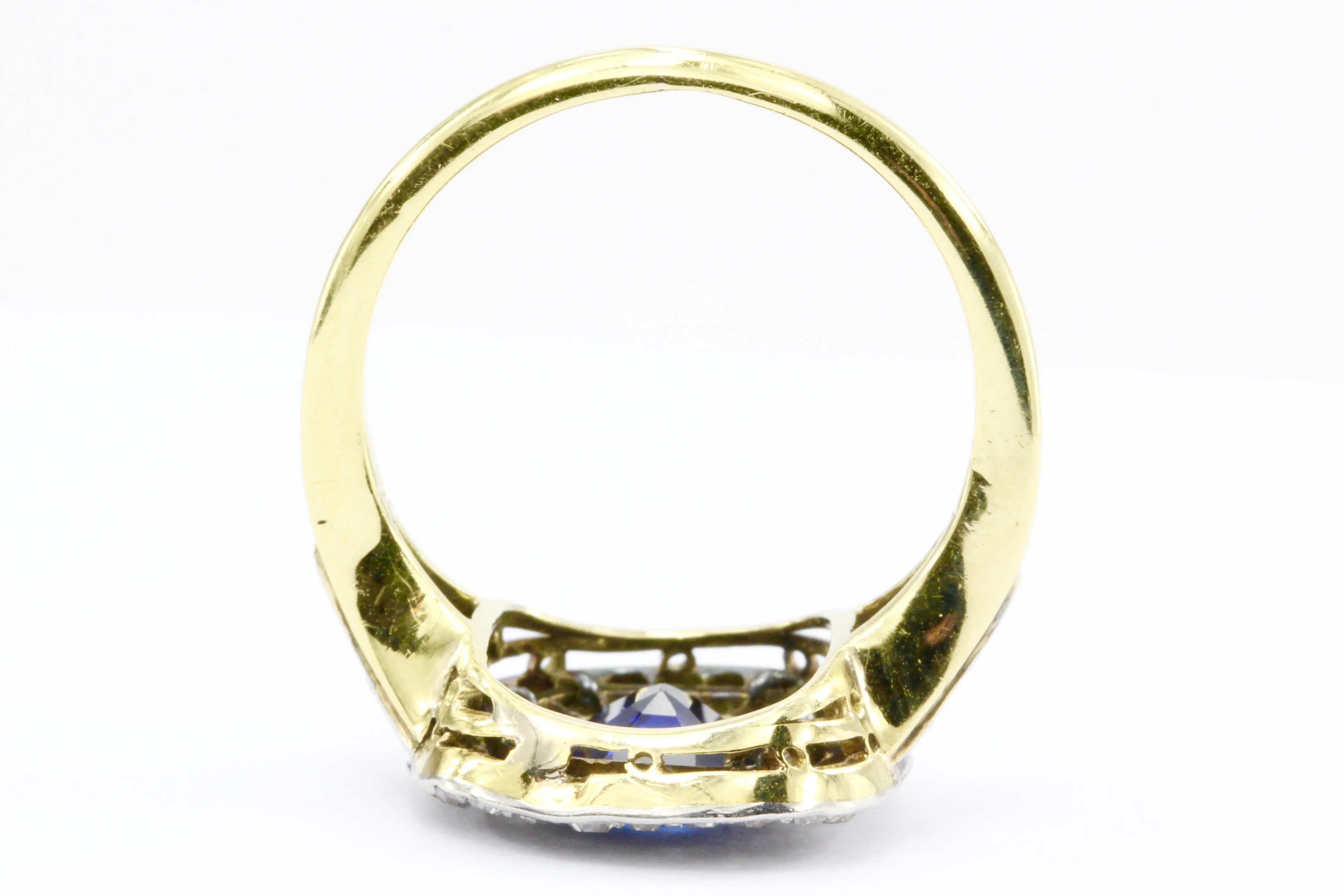 GIA Certified Edwardian 18k Natural No Treatment 1.75 Carat Australian Sapphire & Diamond Ring