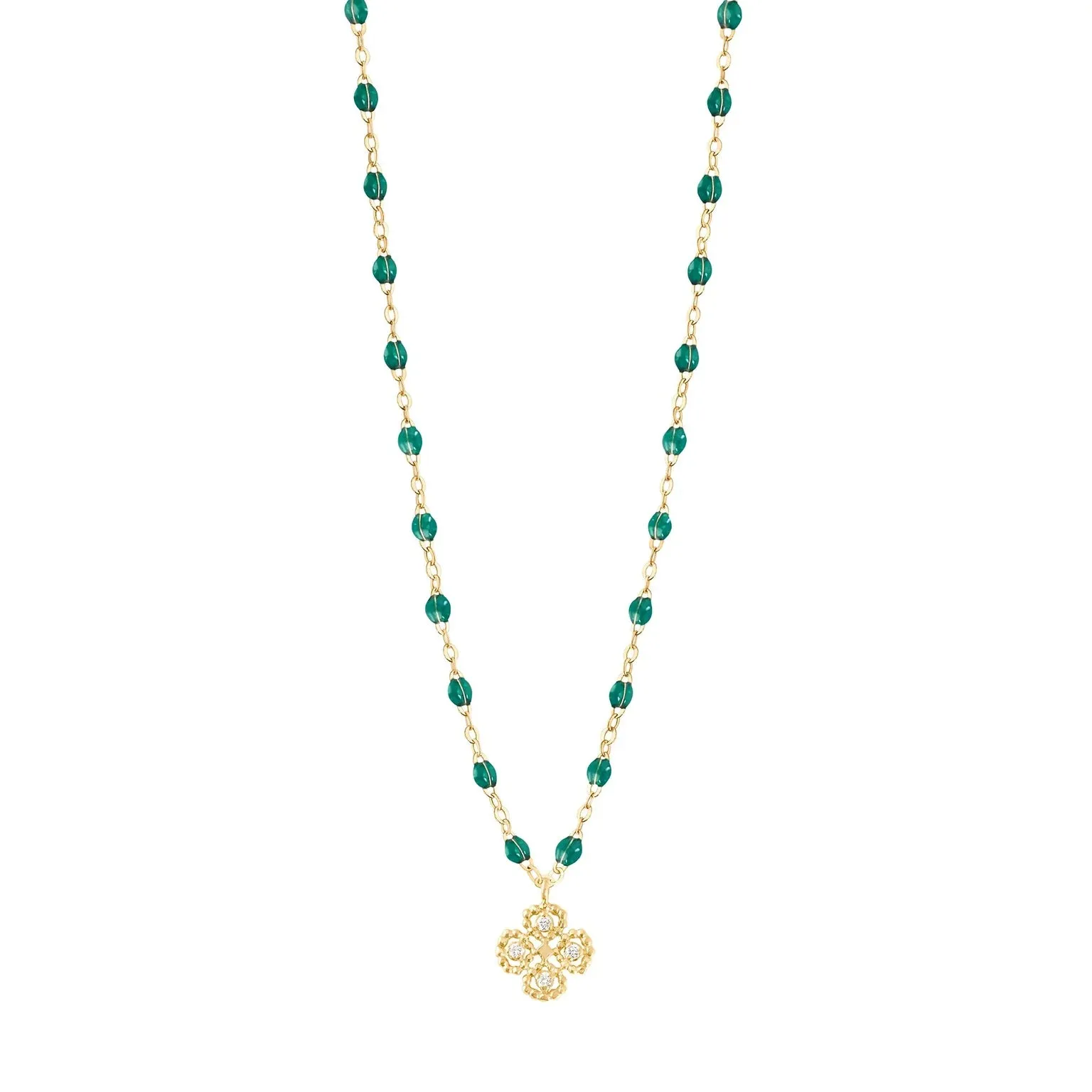 GIGI CLOZEAU- Classic Lucky Clover Necklace- 16.5"- EMERALD