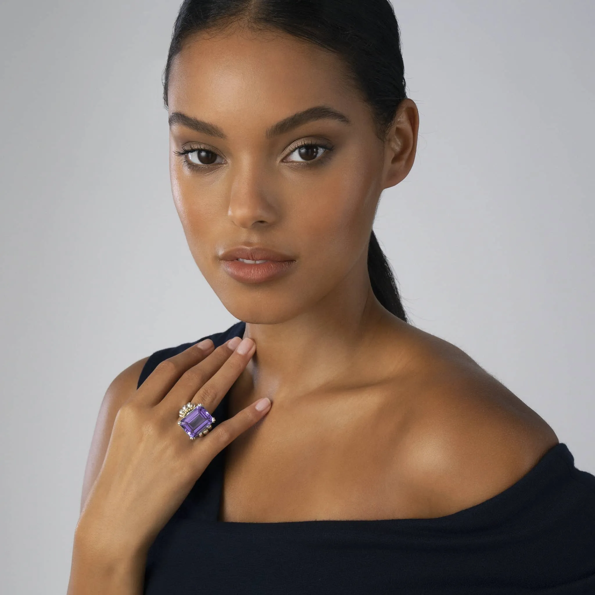 Glacier Extra Large Emerald-Cut Amethyst Ring