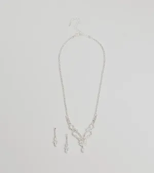 Glam Perfection Rhinestone Necklace And Earrings Set
