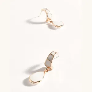 Glass Teardrop Event Earrings (Cream/Gold)