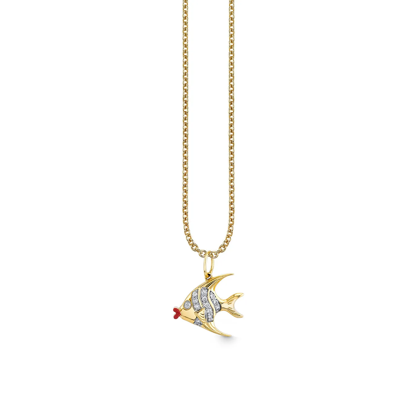 Gold & Diamond Enamel Lips Clownfish Charm