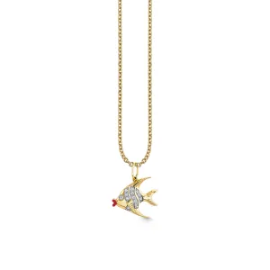 Gold & Diamond Enamel Lips Clownfish Charm