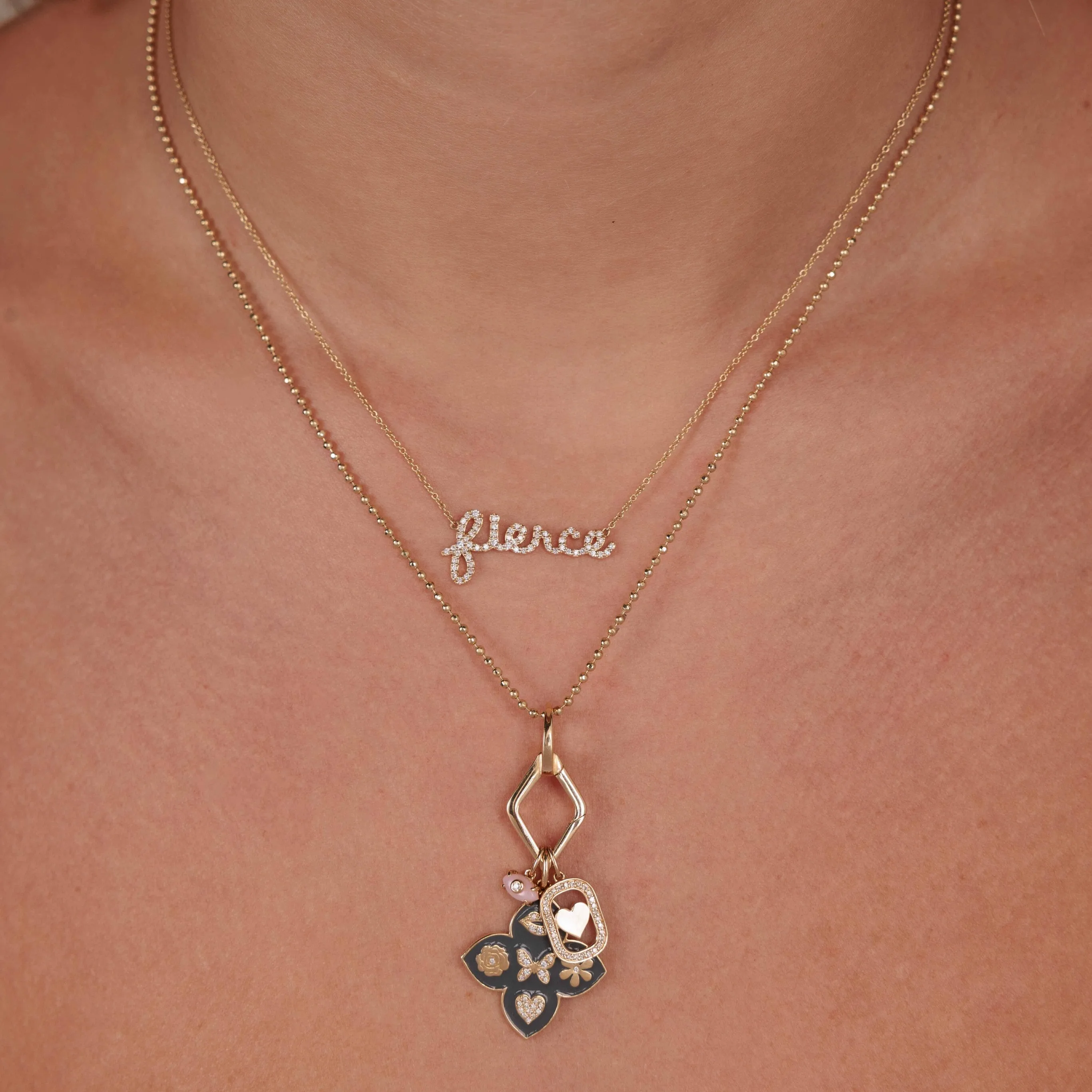Gold & Diamond Small Fierce Script Necklace