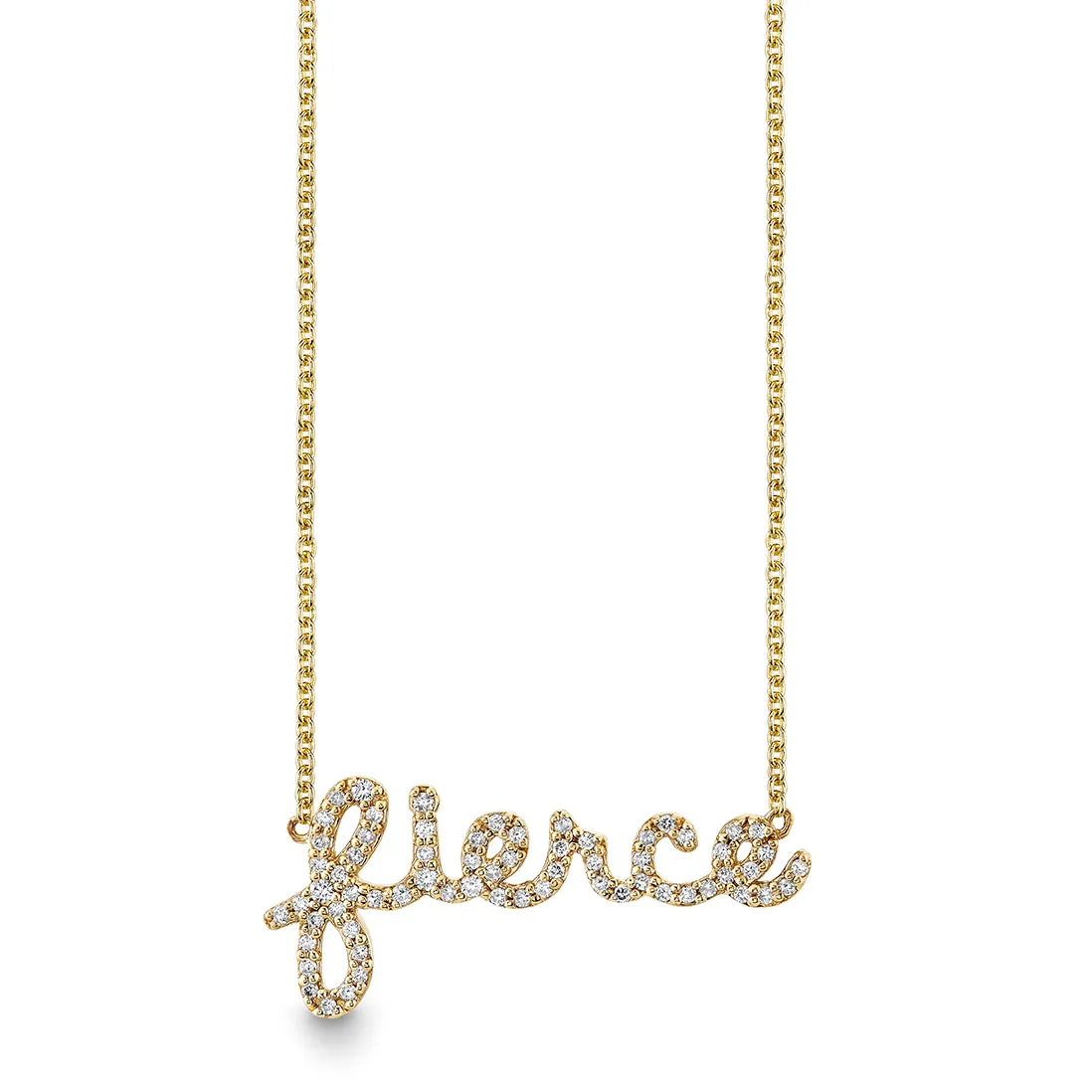 Gold & Diamond Small Fierce Script Necklace