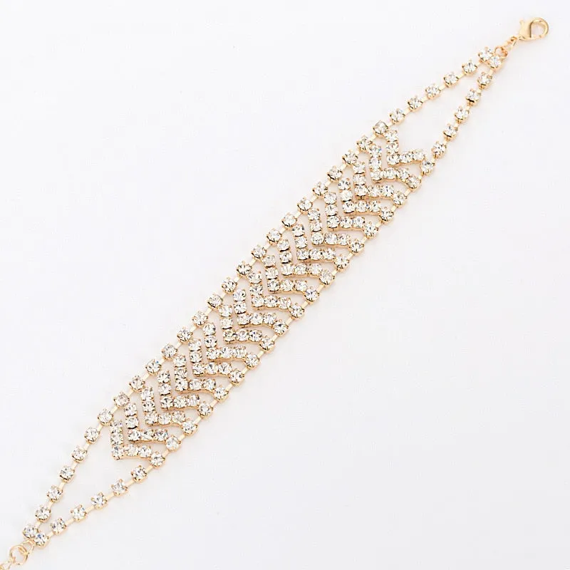 Gold and silver plated girl crystal bracelet 2015 valentine day gift fashion  rhinestone bracelet  stone jewelry B006