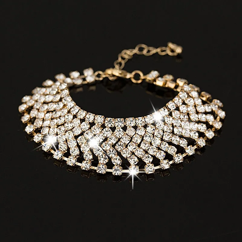 Gold and silver plated girl crystal bracelet 2015 valentine day gift fashion  rhinestone bracelet  stone jewelry B006