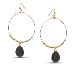 GOLD BLACK TEARDROP EARRINGS #SQXL102803BK (RG22)