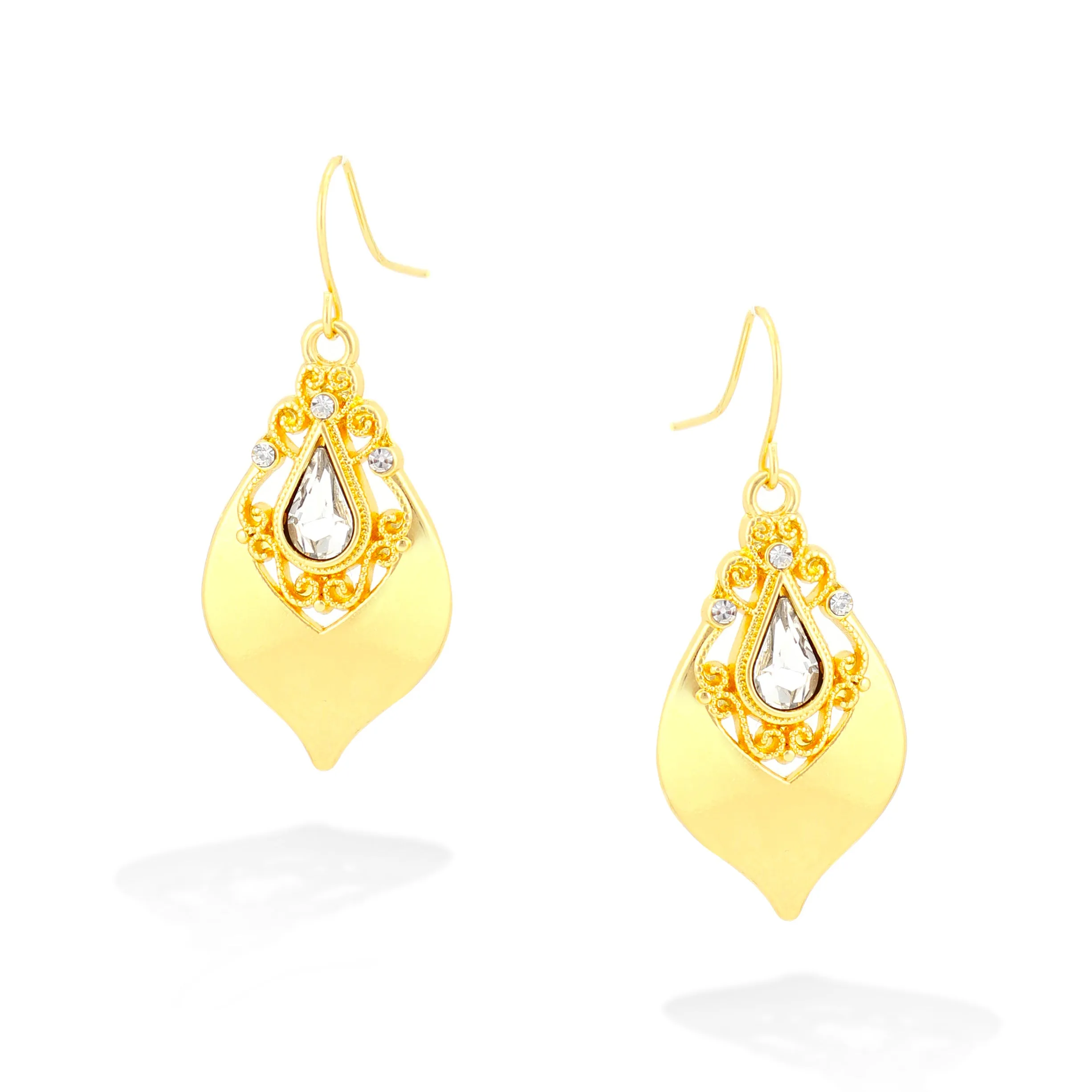 GOLD CRYSTAL TEARDROP  EARRINGS #ADX6800098 (SHAD3)
