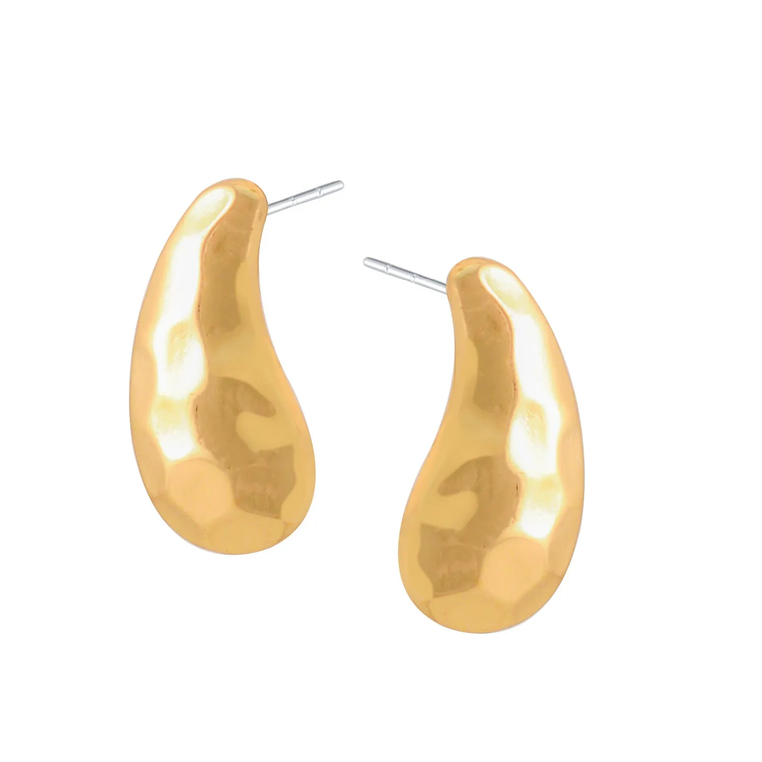 GOLD HAMMERED TEARDROP EARRINGS #SQ4313G (HC11)