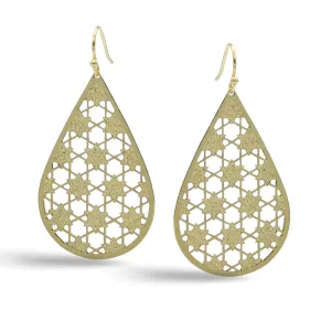 GOLD LASER CUT LIGHT WEIGHT TEARDROP EARRINGS #HNE90635(HE9/HD7)