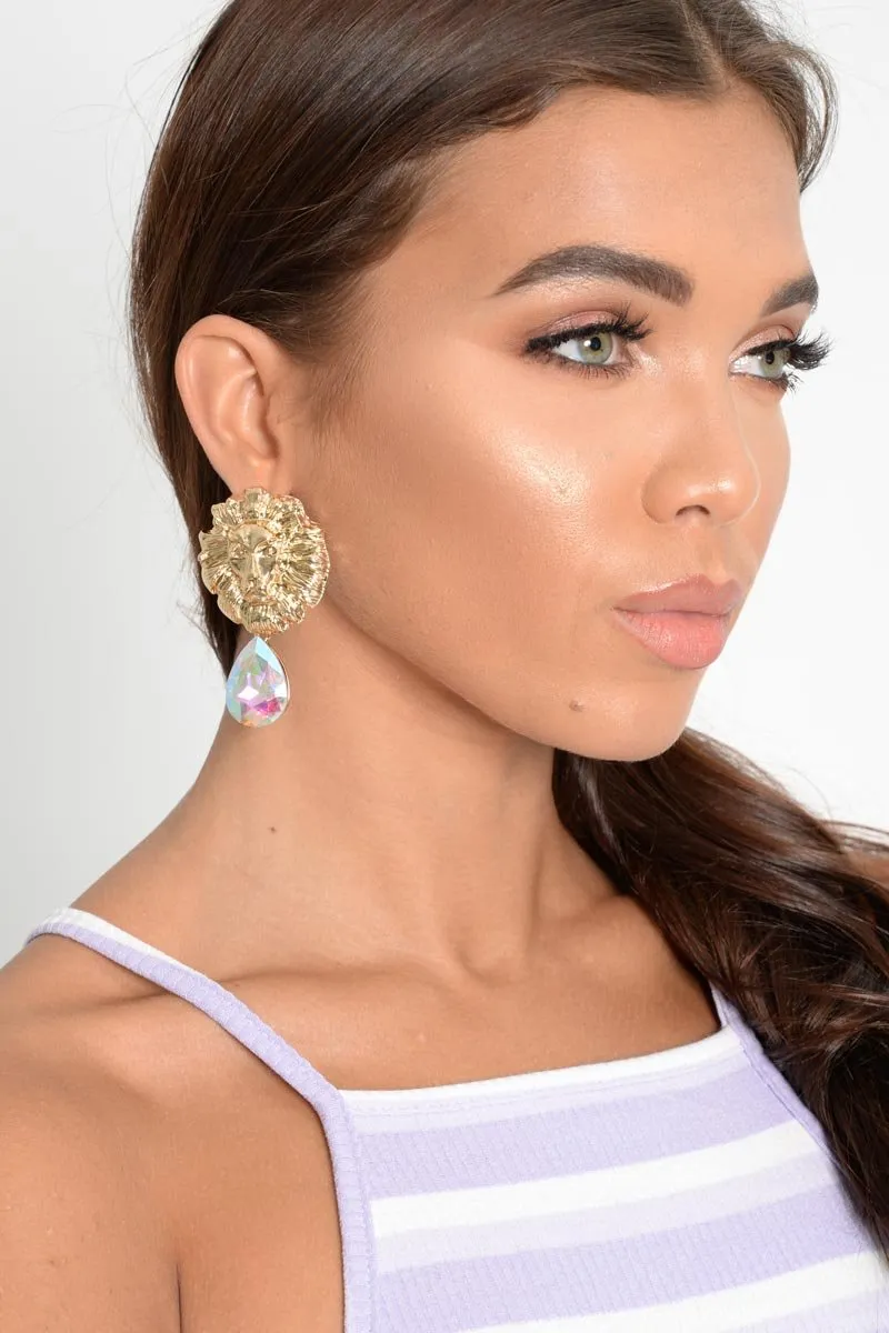 Gold Lion Teardrop Earrings - Genecis