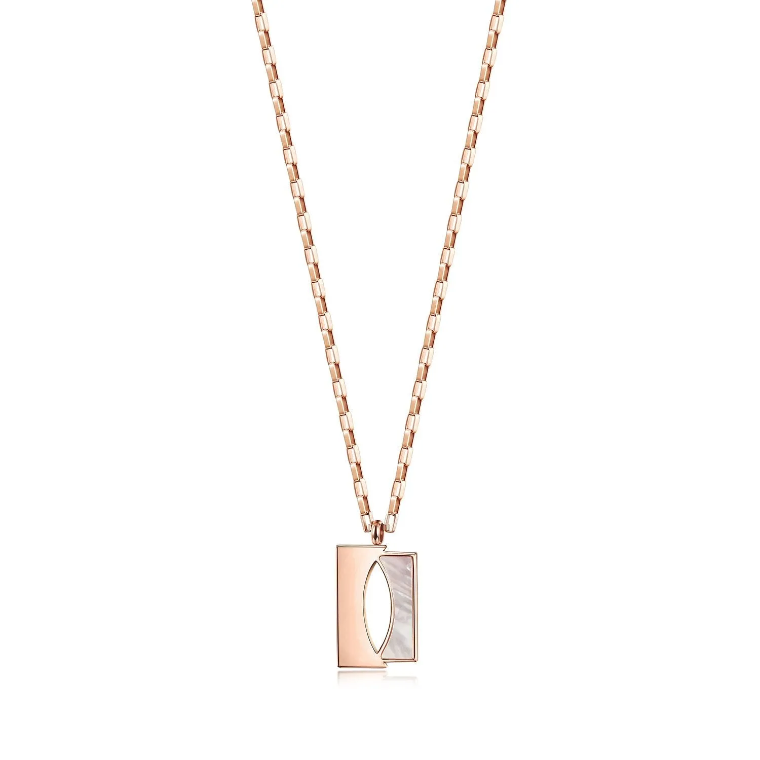 Gold Plated Stainless Steel Square Pendant Necklace for Women