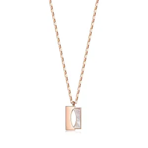Gold Plated Stainless Steel Square Pendant Necklace for Women
