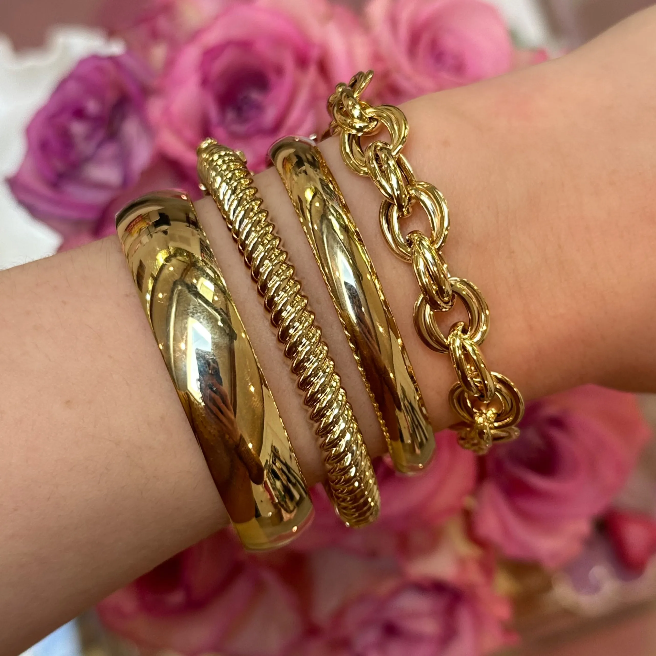 Gold Round Double Link Bracelet