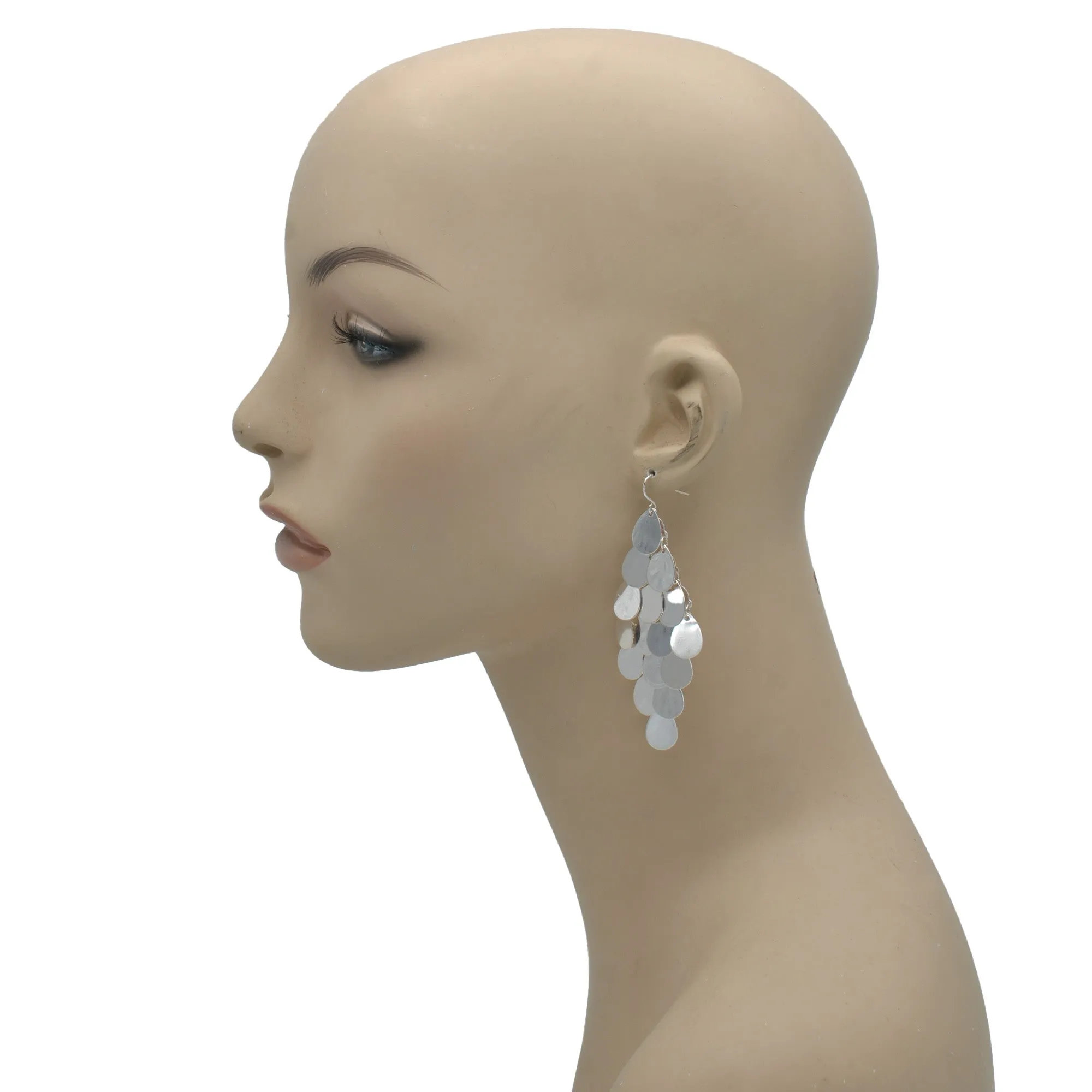 GOLD TEARDROP CHANDELIER EARRINGS#SQ6378G (GA15)