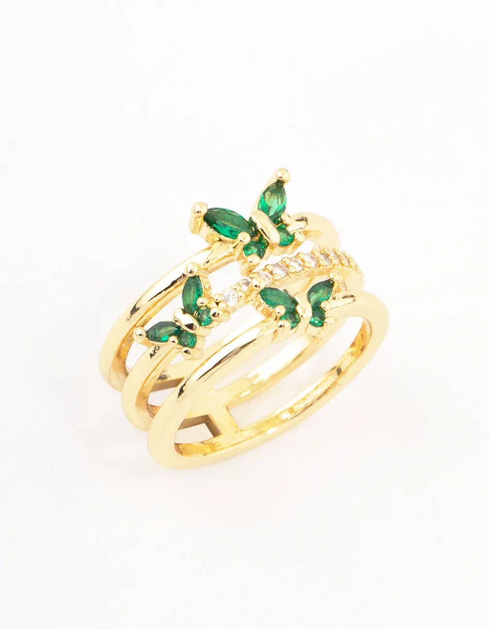 Gold Triple Butterfly Band Ring