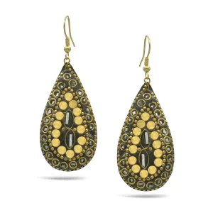 GOLD WHITE TEARDROP EARRINGS # FWNK-2109-85-ER