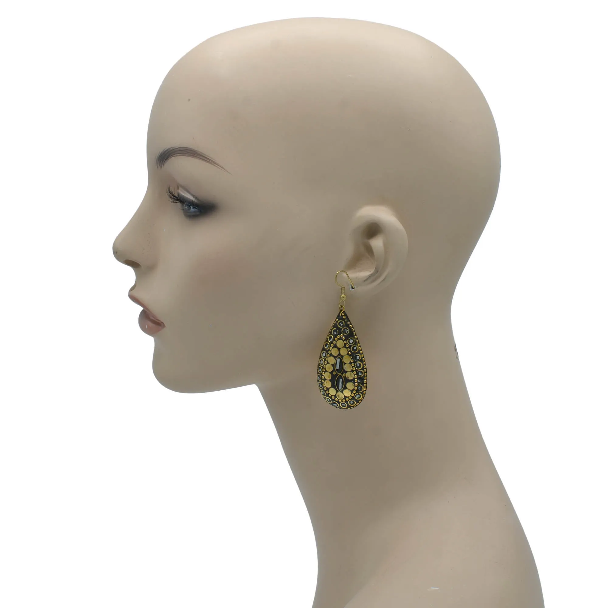 GOLD WHITE TEARDROP EARRINGS # FWNK-2109-85-ER