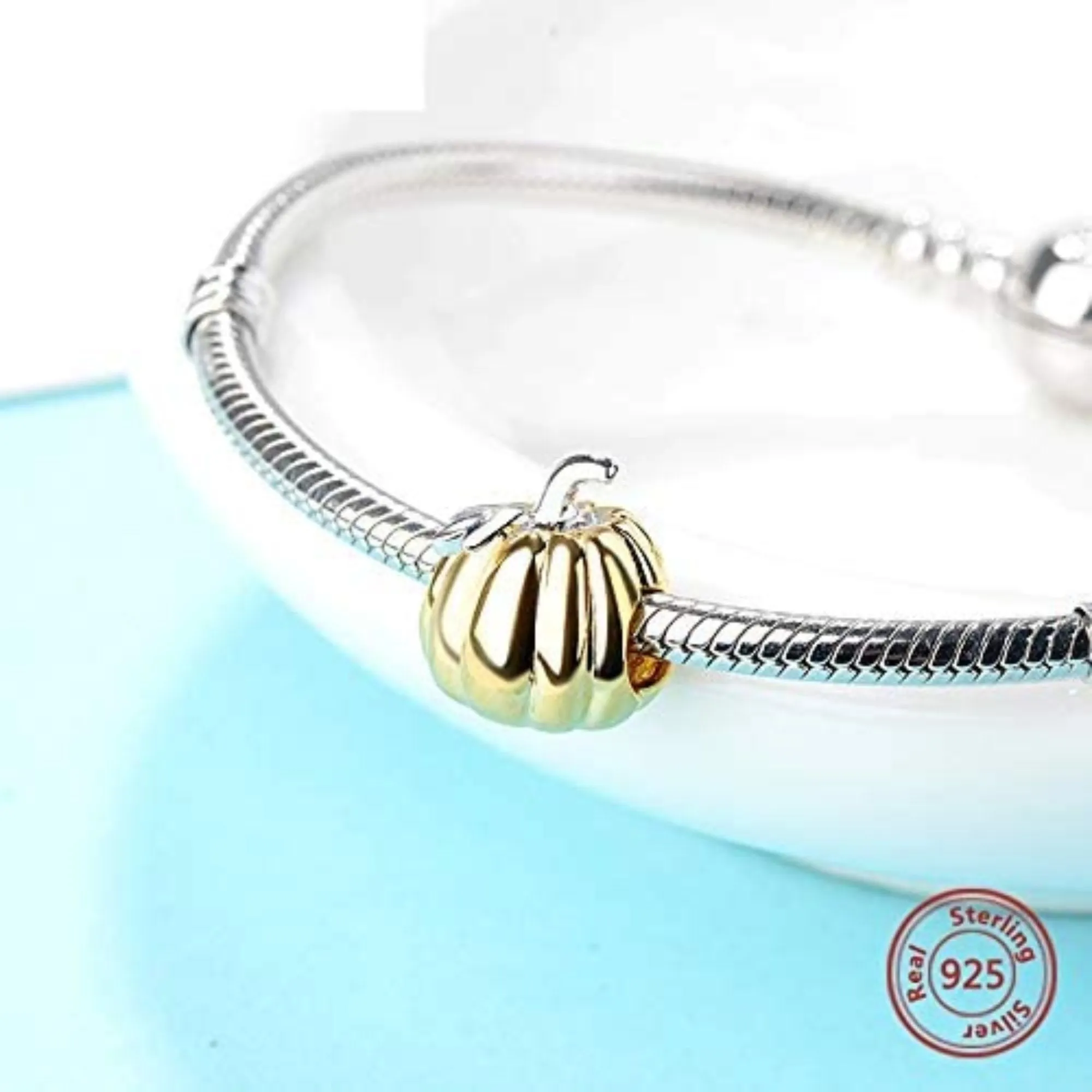 Golden Pumpkin Bead Charm