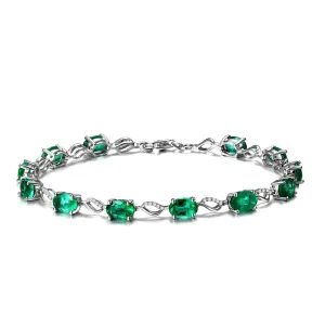 Green Crystal & Cubic Zirconia Clover Tennis Bracelet