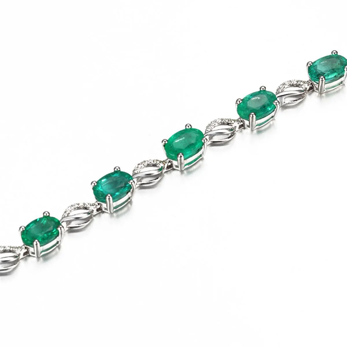 Green Crystal & Cubic Zirconia Clover Tennis Bracelet