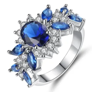 Green Emerald Gemstone Ring Standard Silver Women Wedding Jewelry