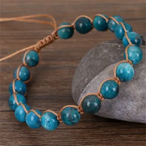 Green Quartz & Brown Beaded Adjustable Bracelet