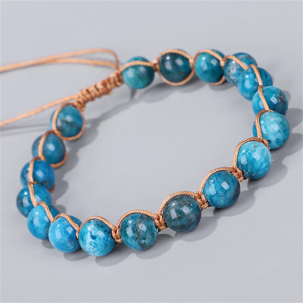 Green Quartz & Brown Beaded Adjustable Bracelet