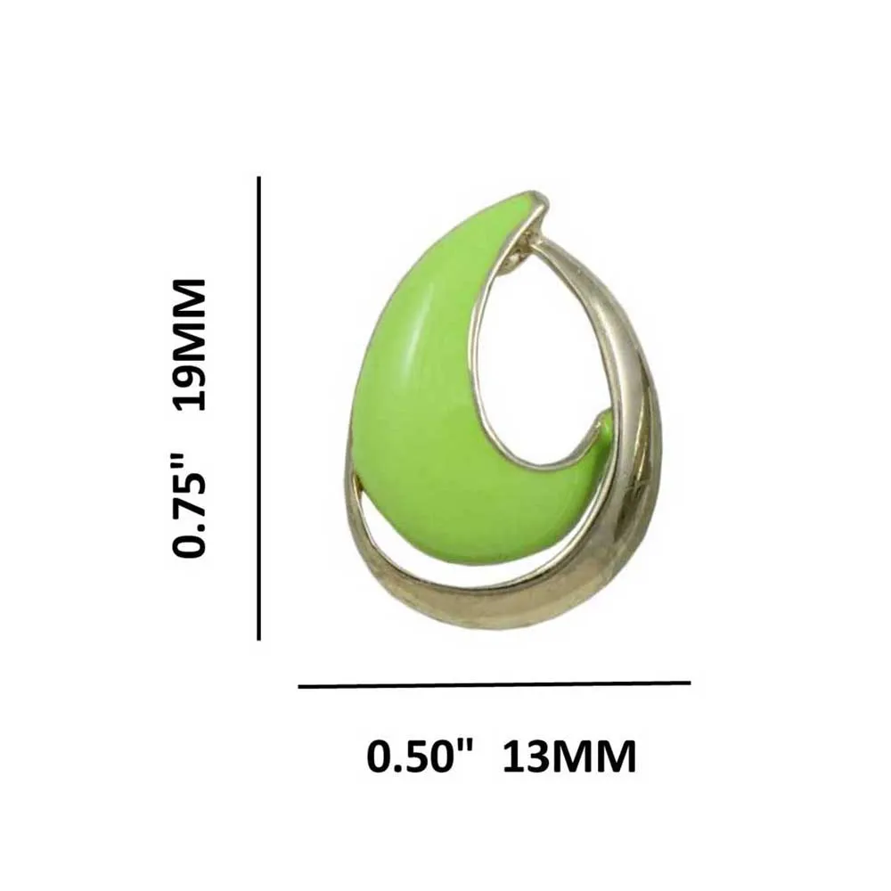 Green with Gold Open Enamel Teardrop Pierced Earring - EQ301GN