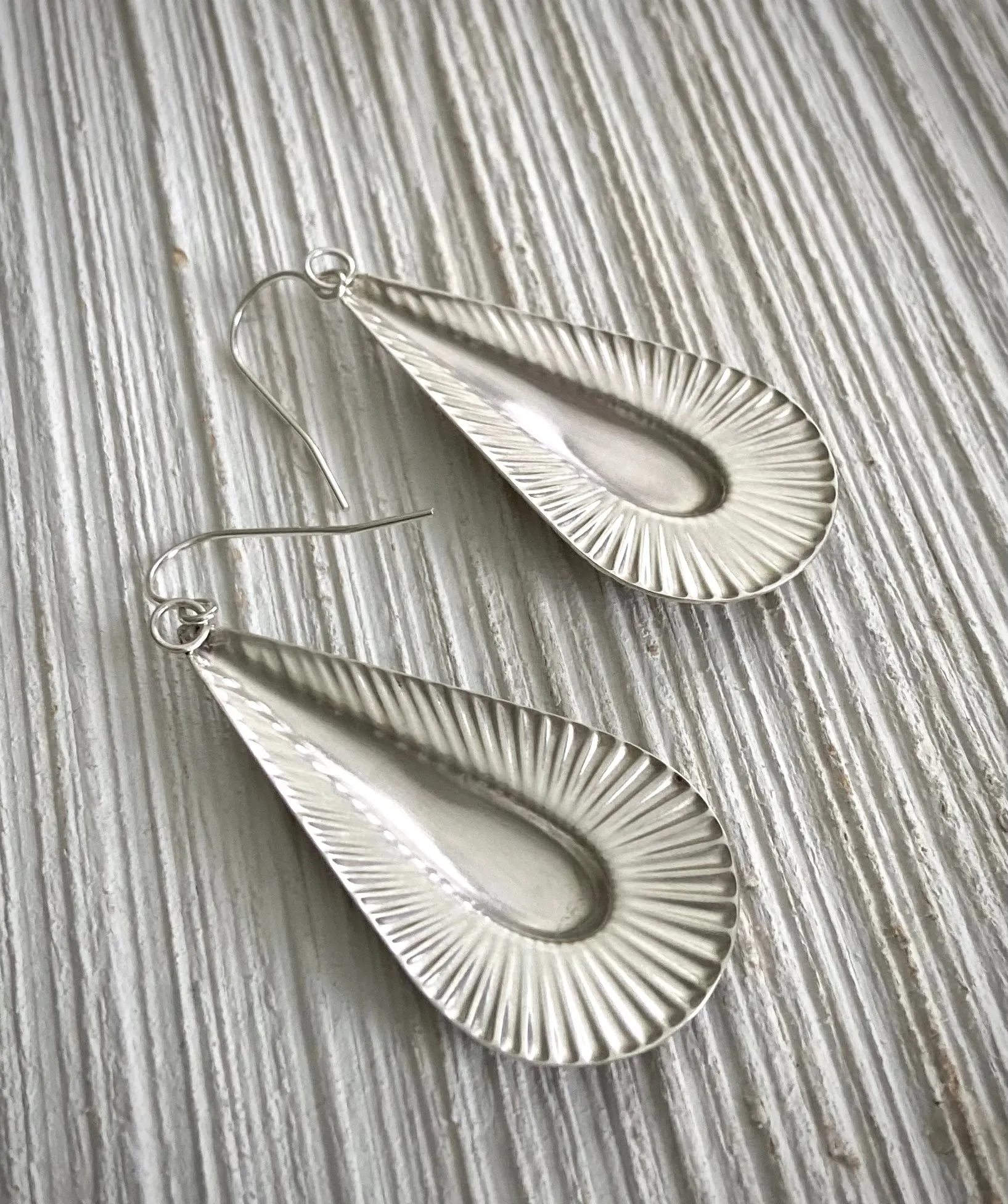 Grooved Burst Teardrop Earrings