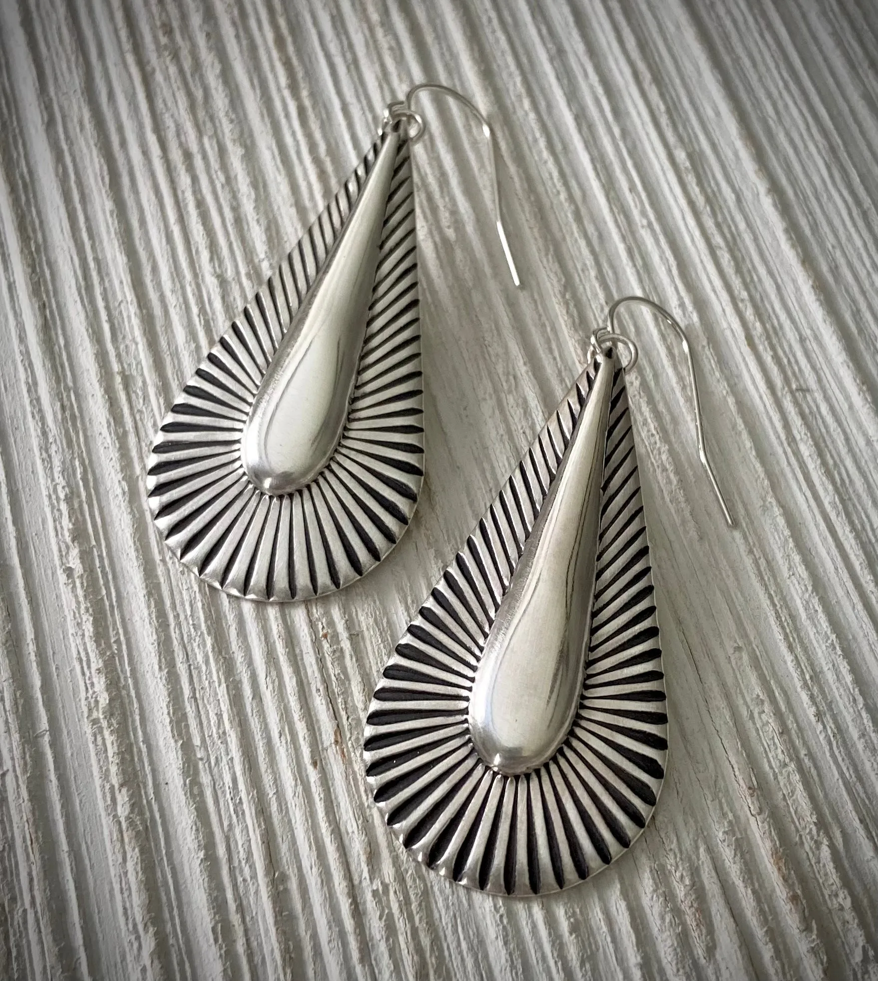 Grooved Burst Teardrop Earrings