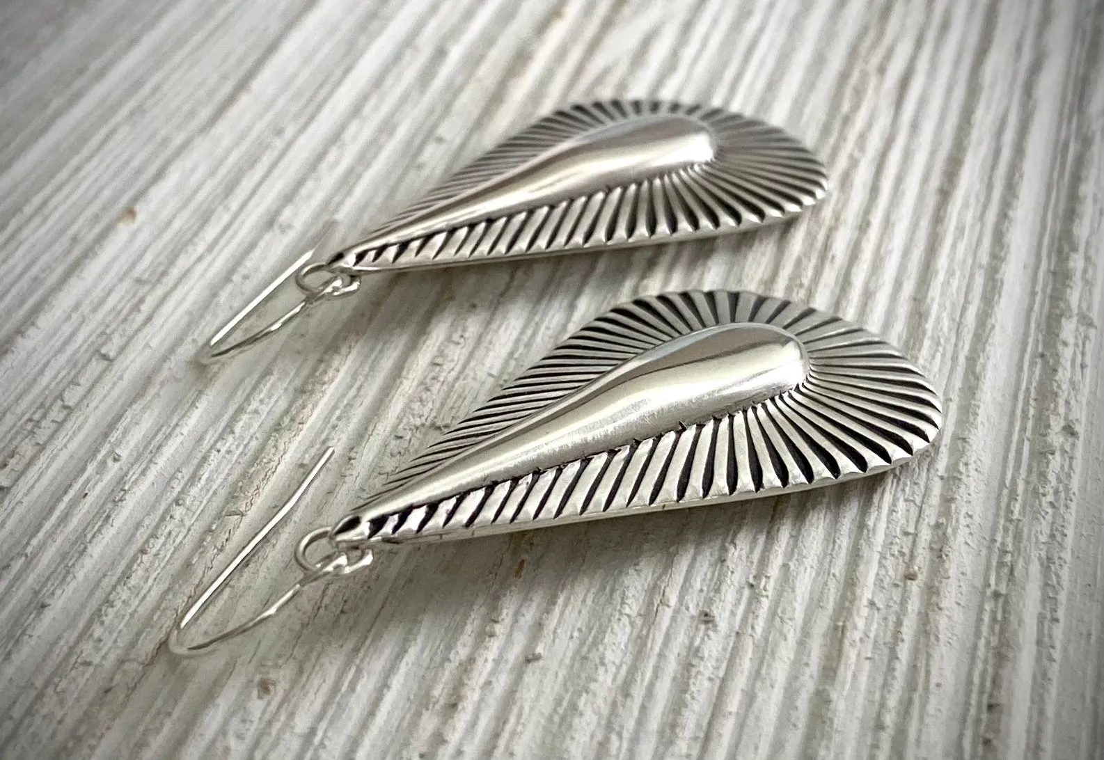 Grooved Burst Teardrop Earrings