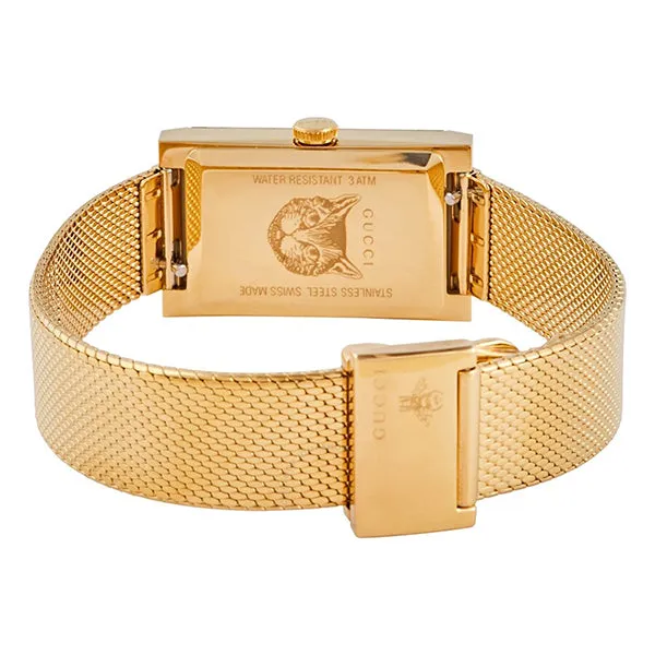 Gucci G-Frame Yellow Gold Mesh Bracelet Mother of Pearl Dial Quartz Watch for Ladies - YA147410