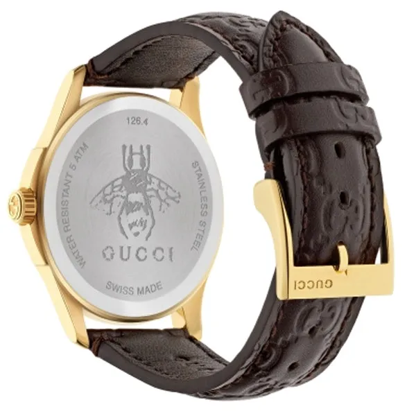 Gucci G Timeless Brown Leather Brown Dial Quartz Watch for Gents - YA1264035