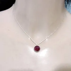 Hadar Designers Charming 925 Sterling Silver Filigree Red Ruby Pendant (I n519s