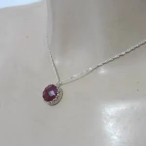 Hadar Designers Charming 925 Sterling Silver Filigree Red Ruby Pendant (I n519s