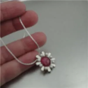 Hadar Designers real ruby pendant pearl sterling silver handmade (i n1088)y