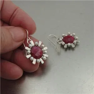 Hadar Designers real ruby pendant pearl sterling silver handmade (i n1088)y
