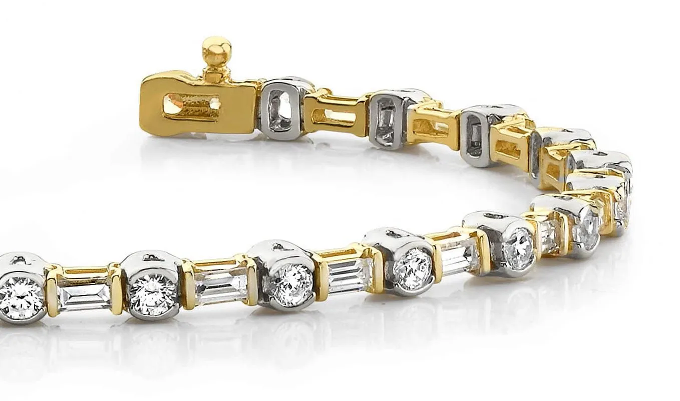 Half Bezel And Channel Set Diamond Bracelet with 4.14 ct.(finished) 3.5x2mm, 2.75mm