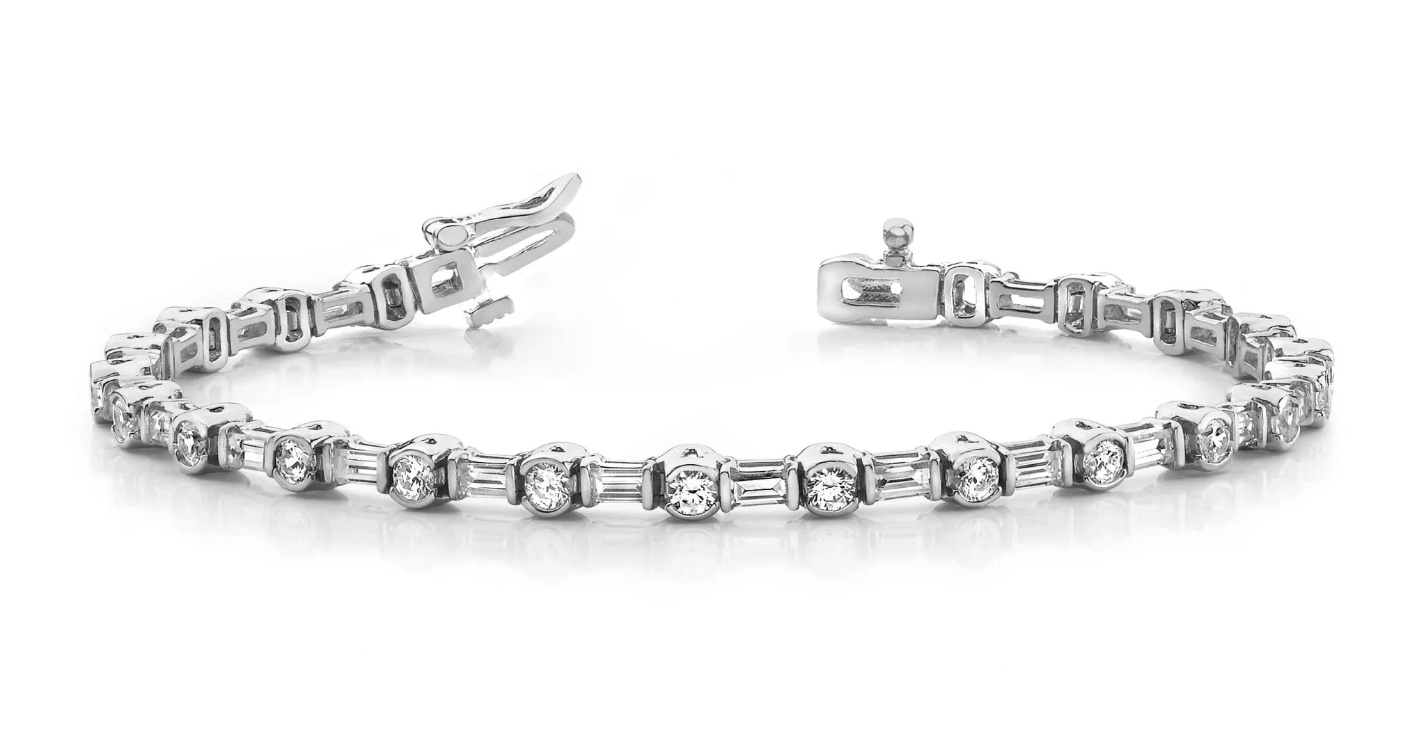 Half Bezel And Channel Set Diamond Bracelet with 4.14 ct.(finished) 3.5x2mm, 2.75mm