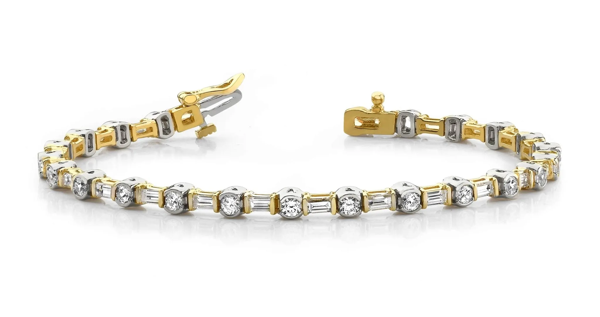 Half Bezel And Channel Set Diamond Bracelet with 4.14 ct.(finished) 3.5x2mm, 2.75mm