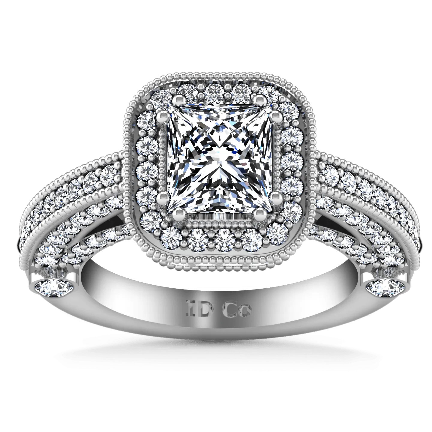 Halo Cushion Cut Diamond Engagement Ring Leilani 14K White Gold