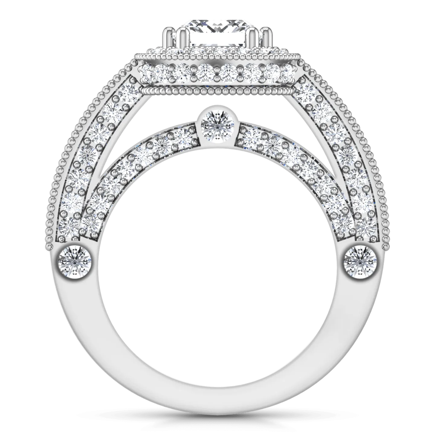 Halo Cushion Cut Diamond Engagement Ring Leilani 14K White Gold