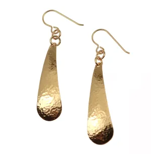 Hammered Bronze Long Teardrop Earrings