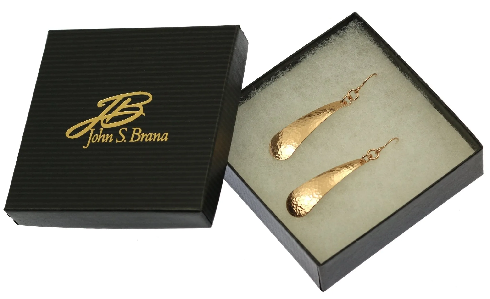 Hammered Bronze Long Teardrop Earrings