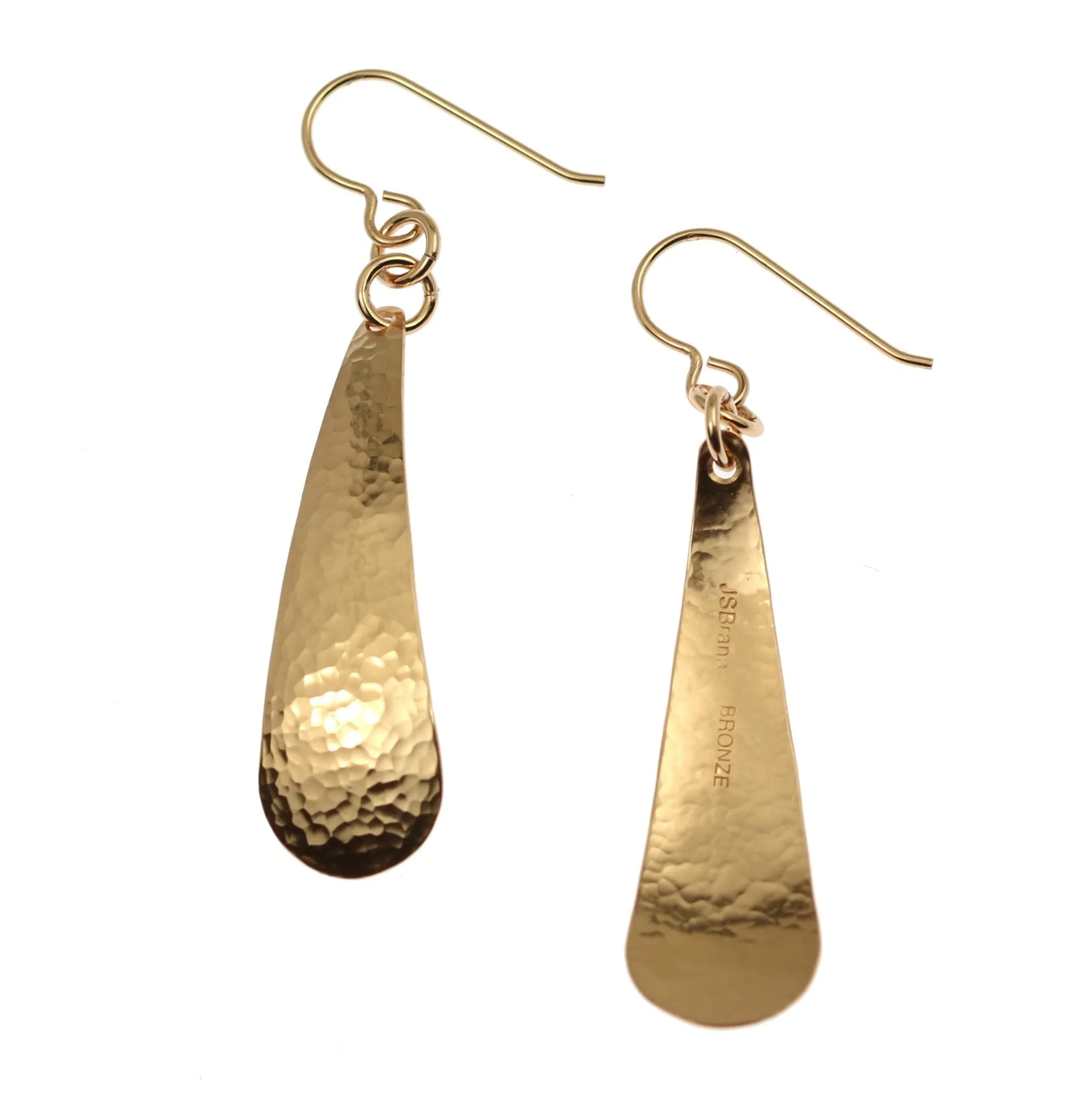 Hammered Bronze Long Teardrop Earrings
