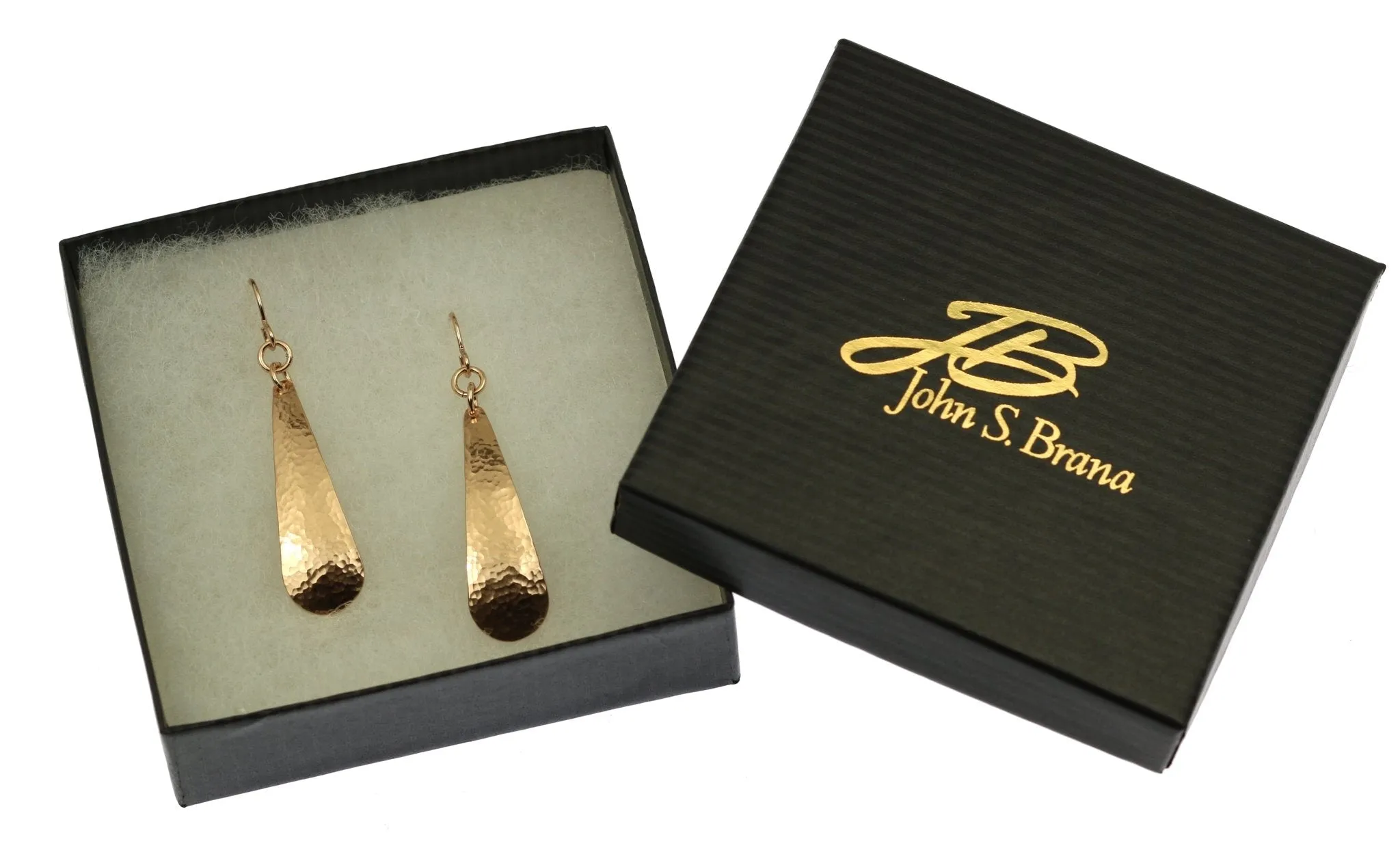 Hammered Bronze Long Teardrop Earrings